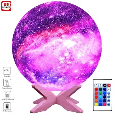 $10.98 • Buy 3D Printing Galaxy Lamp Moonlight USB LED Night Lunar Light Touch Color Changing