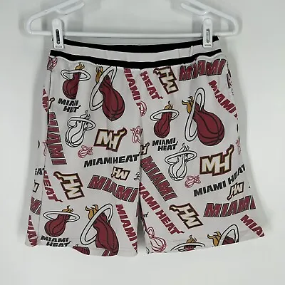 Miami Heat NBA Youth Boys White All Over Print Graphic Athletic Shorts Size L • $10.80