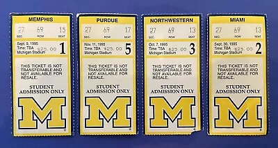 Michigan Wolverines Football Ticket Stubs. 1995. Northwestern Purdue Miami... • $0.99