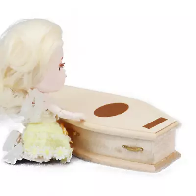 Dollhouse Furniture Unpainted Wooden Coffin 1:12 Miniature Casket DIY • $19.54