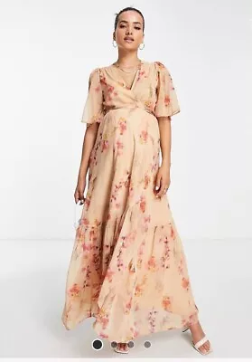 Hope & Ivy ASOS Floral Maternity Wrap Tie Maxi Dress RRP $178 • $7