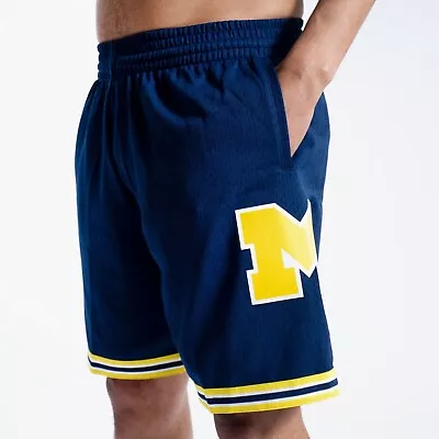 Mitchell & Ness Michigan Wolverines Navy Road 1991 Swingman Shorts Men's Large • $49.95