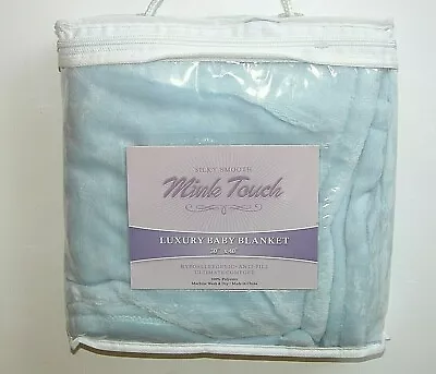 NEW NWT Mink Touch Luxury Baby Blanket Lt Blue Infant Soft 30 X 40 • $11.99