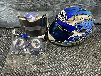 Arai Quantum Motorcycle Helmet Blue Dragon Snell Dot Size M With Extras • $350