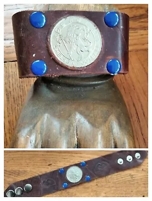 Chelsea FC Leather Cuff Bracelet Wristband Handicraft Made • £5