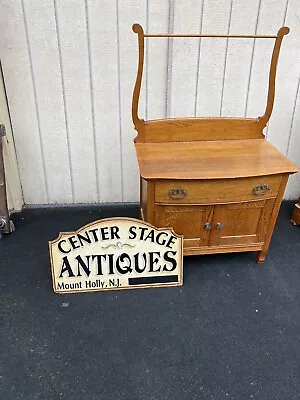 65145   Antique Victorian Oak Washstand Dresser • $345