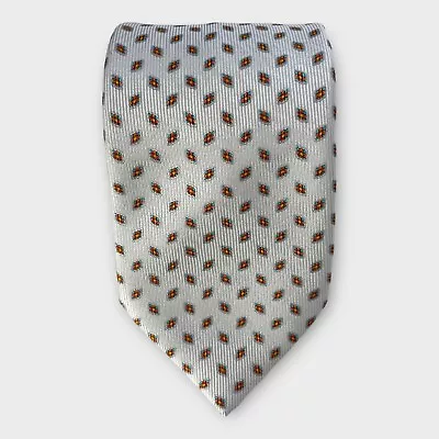 Brioni 100% Silk Neck Tie 60.5L 3.5W Repp Gray Geometric Made In Italy • $29.99