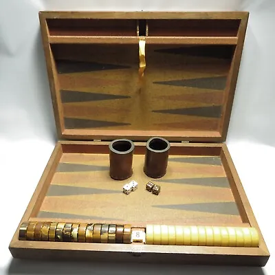 Vintage Backgammon Set Bakelite Catalin Checkers Brown Swirl Butterscotch • $500