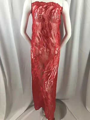 Lace Fabric - Red Flower Mesh Dress Embroidered Bridal Wedding By The Yard • $19.12