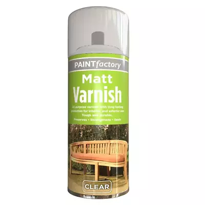 Matt Varnish Clear Spray Paint Metal Wood Plastic Aerosol Paint Spray 400ml • £5.49