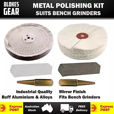 150mm Aluminium Polishing Kit For Bench Grinder (Buffs /Compounds/Spindles) • $109.95