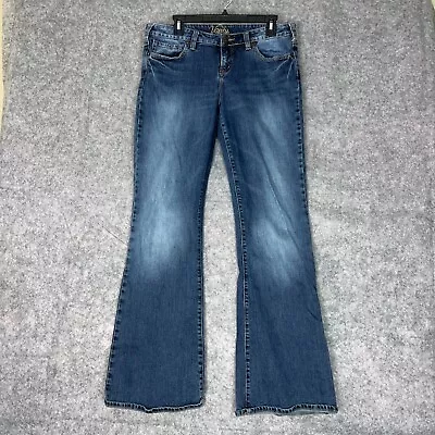 Vanity Womens Jeans 34x32 Blue Flare Denim Dark Wash Casual Pant Mid Samantha • $14.99