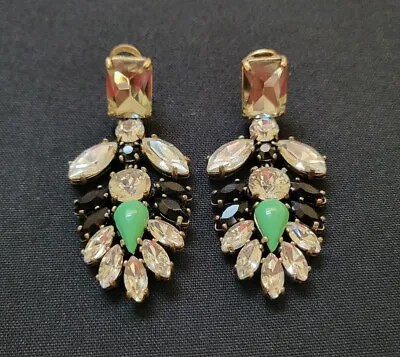 J Crew Crystal Brass Drop Earrings • $20