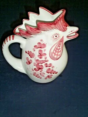 Vintage DERUTA Italy Pink And White Rooster 8  Pitcher | NEW • $22.90