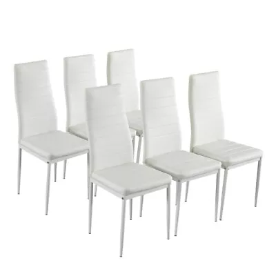 Set Of 6 Dining Chairs Lesther Padded Seat High Back Armless Dining Side Chairs • $173.89