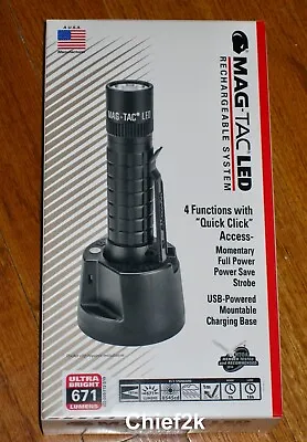 RECHARGEABLE Maglite Mag-Tac Black Plain Bezel 671 LUMENS  • $124.88