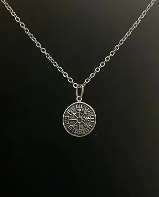 925 Sterling Silver Norse Viking Compass Vegvisir Pendant Necklace + Free Chain • $27.99