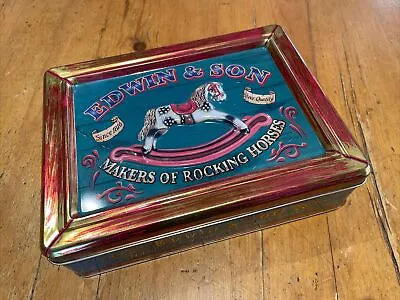 Edwin & Son Decorative Tin Rocking Horses Horse High Relief Biscuit Cake Storage • £29.95