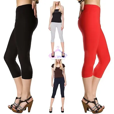 Women Ladies Footless Capri Balle Dance Gymnastics Stretchy 3/4 Cotton Leggings • £4.49