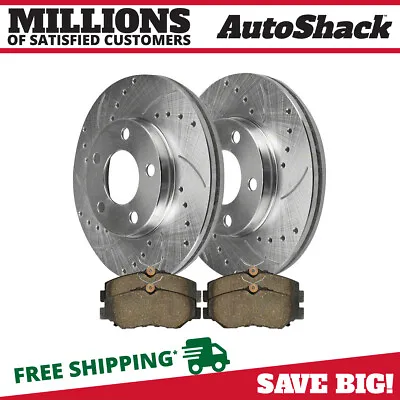 $66.13 • Buy Rear Drilled Slotted Brake Rotors And Pads 3pc Set For 2011-2014 Ford Mustang V6