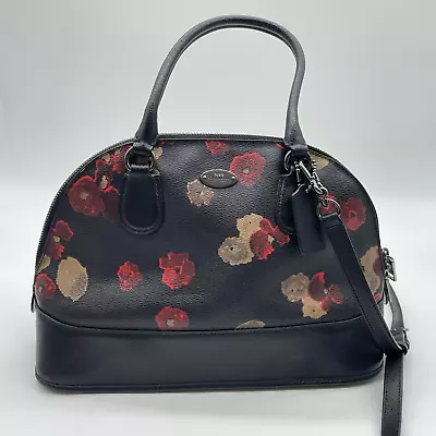 Coach Floral Printed Black Cora Dome Purse/Bag/Satchel • $100