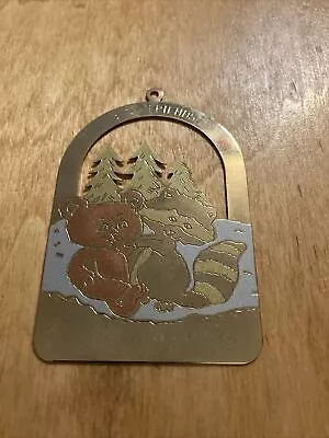 Metal Christmas Ornament—Bear And Raccoon Engraved See Description • $3.96