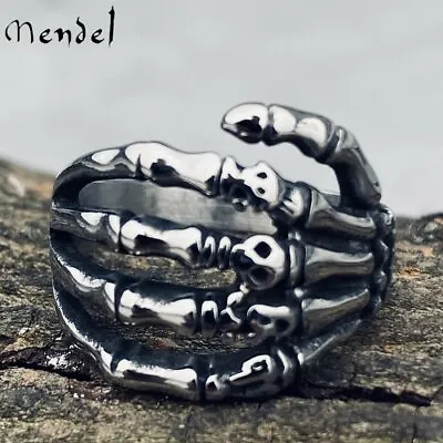 MENDEL Mens Skull Skeleton Hand Finger Ring For Men Stainless Steel Size 7-15 • $10.99