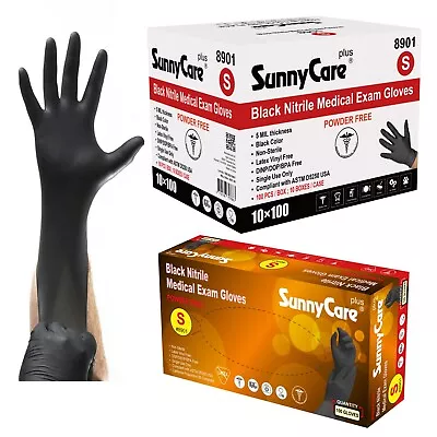 1000/case SunnyCare 5Mil Black Nitrile Exam Gloves (Non Vinyl Latex) Size: Small • $60