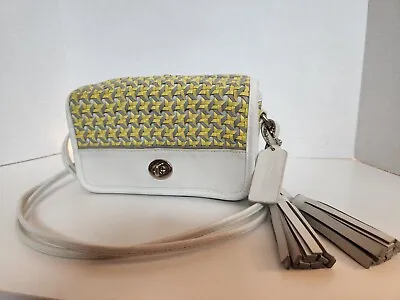 COACH Legacy Penny Canning In White W/yellow And Gray Weave. Detachable Strap • $85