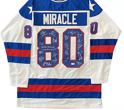 1980 Us Olympic Hockey Team Signed Jersey Bas W354467 Miracle On Ice X19 W/ Insc • $799.95