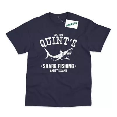 £7.95 • Buy Quints Shark Fishing Inspired By Jaws Movie Printed T-Shirt - 2 Colours