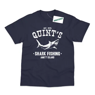 Quints Shark Fishing Inspired By Jaws Movie Printed T-Shirt - 2 Colours • £9.95
