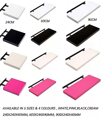 £10.95 • Buy Premium High Gloss Floating Wall Mounted Shelf Shelves Kitchen Bath Living Room
