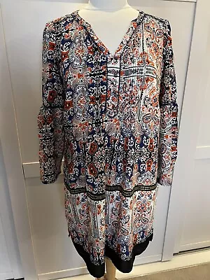 Indigo M & S Long Sleeved Tunic Dress Top Size 12 • £3.99