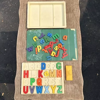 Vintage 1970s Fisher Price Play Family School Letter Tray And Magnetic Board Lot • $25.49