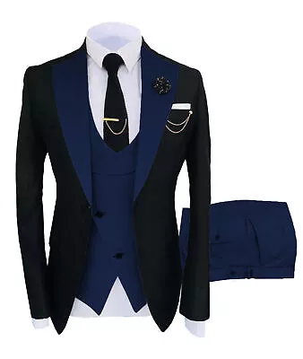 Men's 3 Piece  Blazer+Vest+Pants Suits Slim Fit Tuxedo Groomsmen Bestman Wedding • $76.79