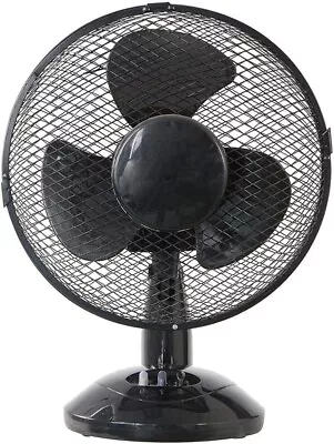 9 Inch Desk Fan Black Mini Table Top Fan Mains Electric UK Pro Elec PEL01919 • £19.99