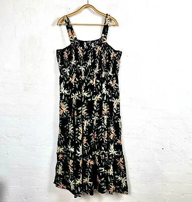 AUTOGRAPH Womens Maxi Dress Plus Size 20 Black/Apricot/Green Floral Sleeveless  • $28.95