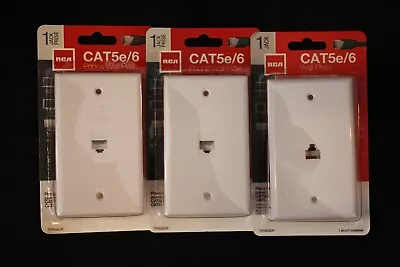 LOT OF 3 RCA White Flush Mount Plastic Ethernet Wall Jack TPH552R CAT 5 6 5e/6 • $21.95