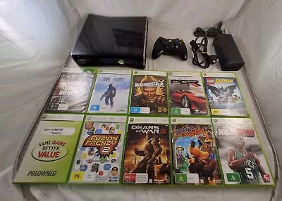 Huge Microsoft Xbox 360 S Slim 250GB Console Bundle Lot Pal W Controller Games • $155