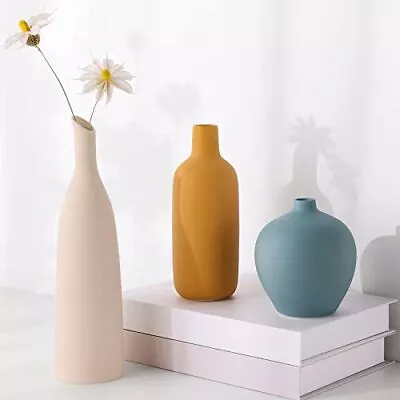 Colorful Ceramic Vase Set Of 3 - Small Vases Minimalism Style For Modern Home... • $37.41