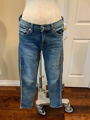 7 For All Mankind  Ankle Gwenevere  Cropped Skinny Leg Jeans W/ Stripe Size 28 • $23.25