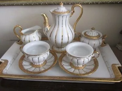 Meissen Germany X Form Demitasse Coffee Set With Tray Heavy Gold • $1829.21