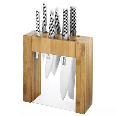 7pc Global Ikasu Stainless Steel Knives Kitchen Knife Set W/Bamboo Storage Block • $527.95
