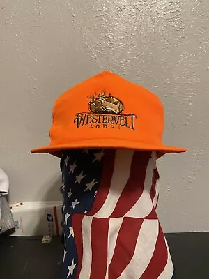 Vintage Westervelt Lodge Snapback Hat Hunting Orange Cap • $6