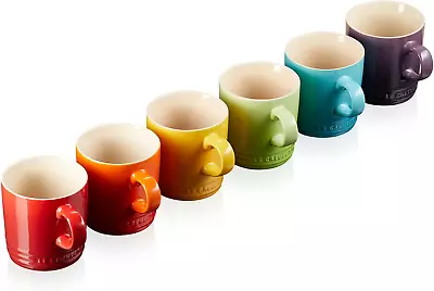 Le Creuset Stoneware Rainbow Coffee Mugs 350 Ml - One Chipped • £60