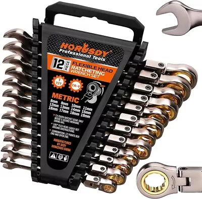 12-Piece 8-19 Mm Metric Flex-Head Ratcheting Combination Wrench Set 72-Teeth US • $52.49