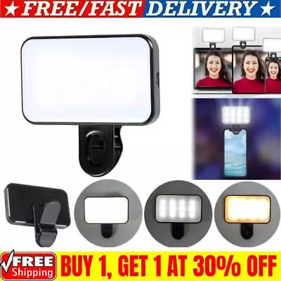 Selfie LED Light Ring Flash Clip Rechargeable Camera For Phone & IPhone Tablets • £8.39