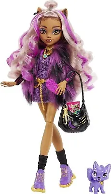 Monster High Clawdeen Wolf Fashion Doll With Cresent Pet Purple Accessories • $29.98