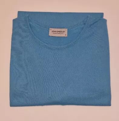John Smedley Belden T Shirt Harbour Blue Medium Made In England  • £39.99